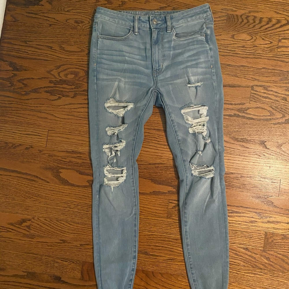 Super hi-rise 360 stretch distressed jeggings